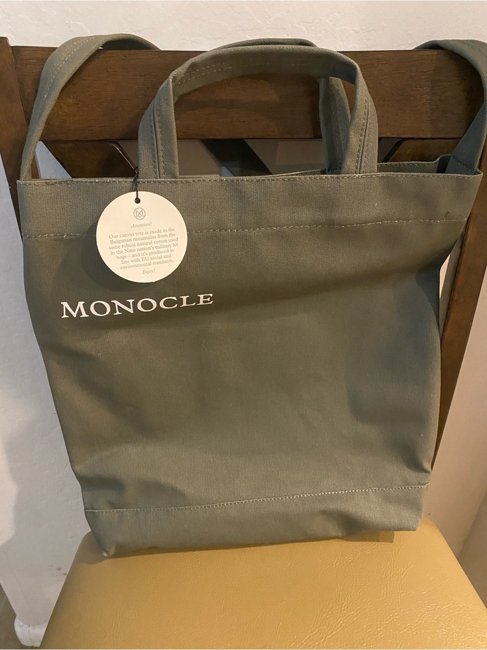 Monocle Olive Green Canvas Tote Bag